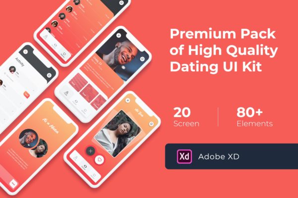 同城约会网上约会APP应用UI设计模板素材[for XD] Dating Mobile UI KIT for XD
