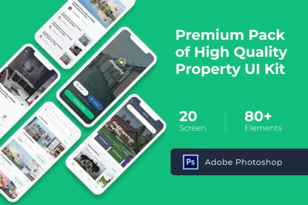 租房APP/买房APP设计Ui Kits素材套件PSD模板 Property Mobile UI KIT for Photoshop