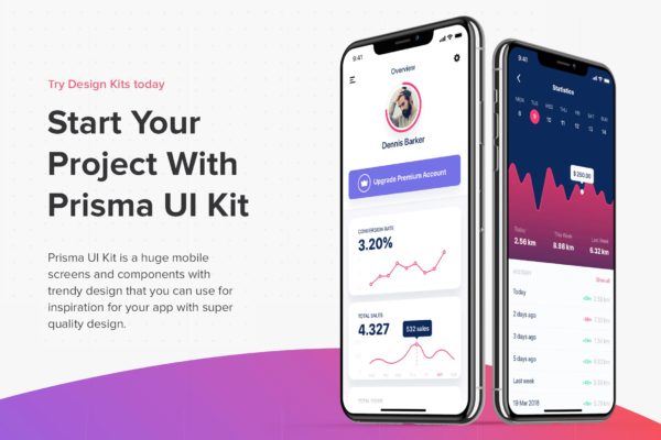 高品质多用途APP应用UI界面设计XD版本 Prisma UI Kit – XD Version