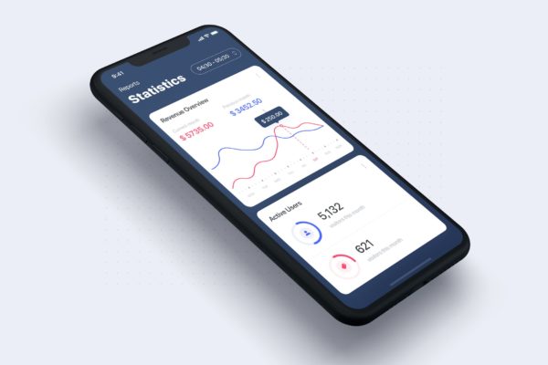 统计仪表板APP用户界面设计模板素材 Dashboard & Statistics UI mobile App template