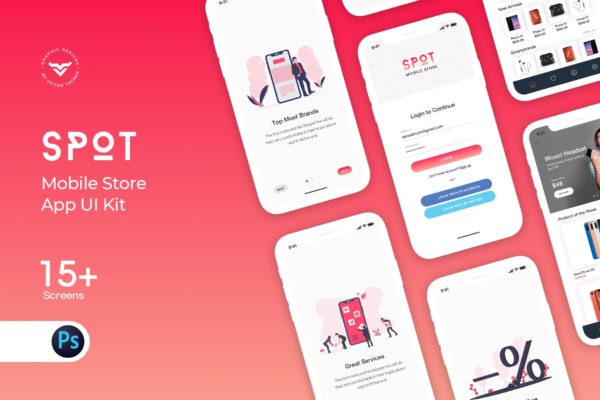 移动商店商城电商APP应用UI界面设计套件 Mobile Store App UI Kit