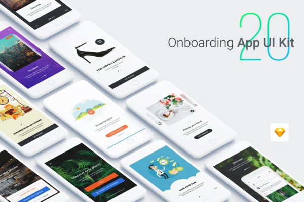 15个APP应用启动页UI界面设计模板素材 Walkthrough – Onboarding App UI Kit
