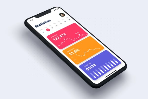 数据统计分析APP用户界面设计模板素材 Analysis Dashboard & Statistics UI mobile App