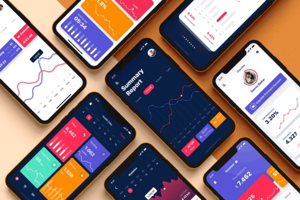 数据分析与统计APP应用用户界面设计模板素材 Data Analysis & Statistics UI mobile App