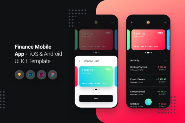 iOS&Android手机金融主题APP应用UI设计套件 Finance Mobile App iOS & Android UI Kit Template