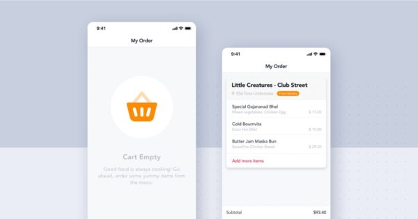 外卖订餐APP应用界面设计-我的订单 Food Delivery UI Kit – My Order screen