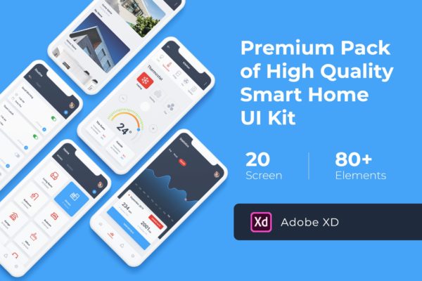 智能家居APP应用定制开发设计Ui Kits素材套件XD模板 Smart Home Mobile UI KIT for XD