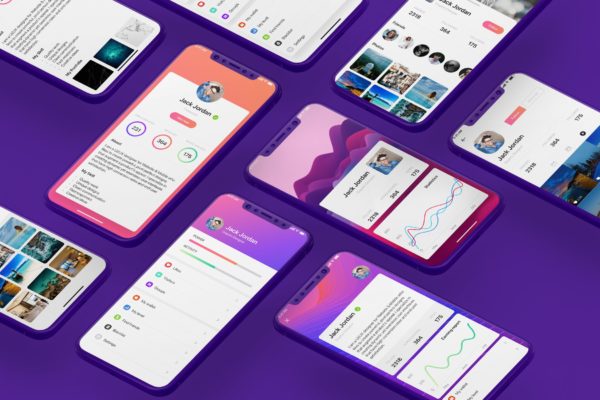社交APP应用用户中心界面设计Ui Kits素材套件 Profile Mobile UI Kit for Iphone X