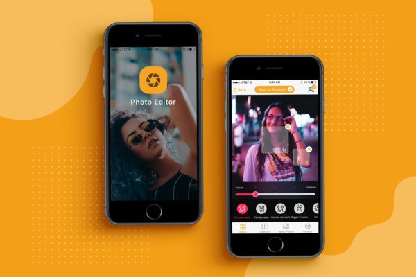 iOS平台照片编辑工具APP应用交互设计Ui Kits素材套件v1 iOS Photo Editor App Design