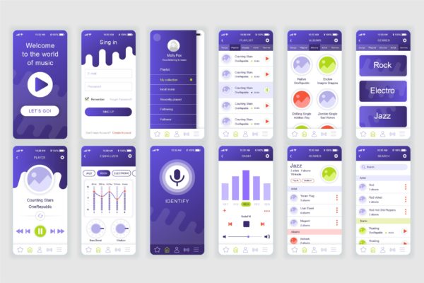 云音乐APP用户交互界面设计Ui Kits素材套件 Music Mobile App UX and UI Kit