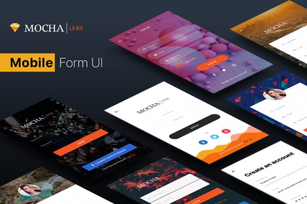 手机APP应用注册登录界面设计模板素材合集 SignUp / Login – Mobile Form UI Kit