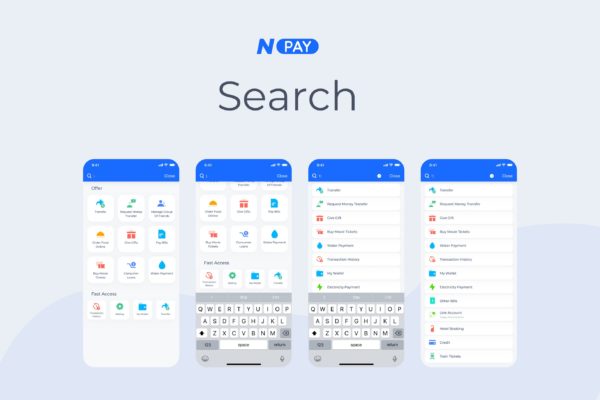 电子钱包APP应用UI设计之搜索界面设计模板素材 Search – Wallet Mobile UI – N