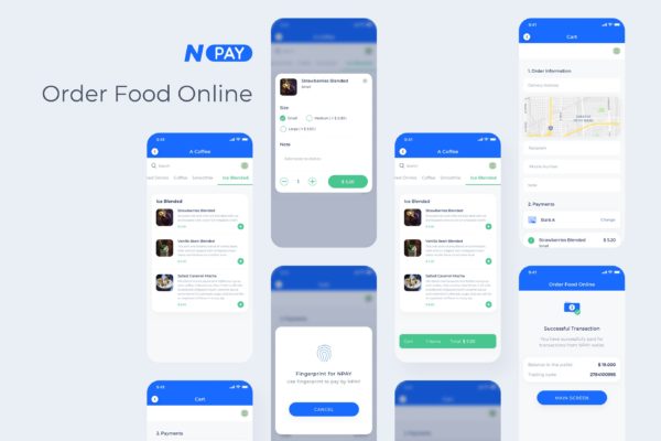 电子钱包APP应用UI设计之外卖下单界面设计模板素材 Order Food Online – Wallet Mobile UI – N