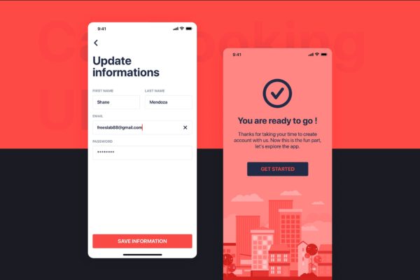 网约车APP应用UI设计之信息更新界面设计模板素材 Car Booking UI mobile concept – Update information