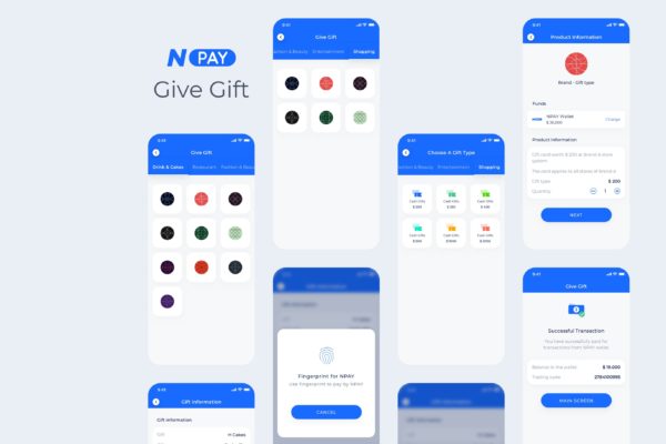 电子钱包APP应用UI设计之红包转账界面设计模板素材 Give Gift – Wallet Mobile UI – N