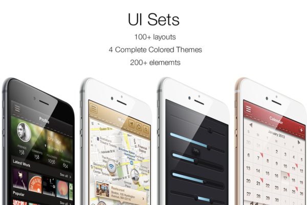 200多个iOS应用UI设计矢量元素 iOS UI Sets 4 Colors