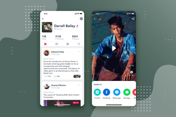 社交APP个人中心界面设计模板素材v3 User Profile mobile interface concept