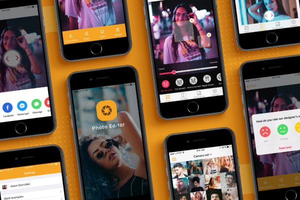 照片摄影编辑/修图APP应用UI设计套件 Photo Editor UI Kit
