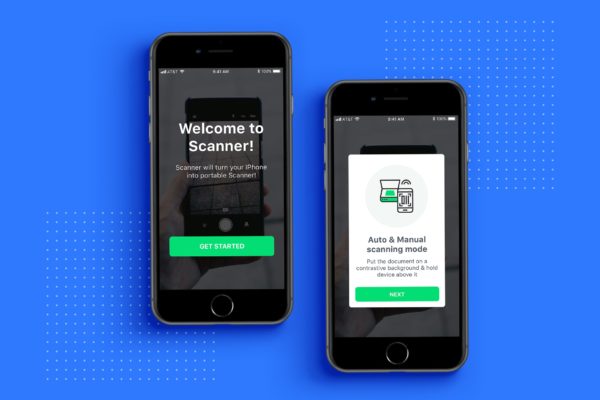 PDF扫描软件APP应用启动页设计界面UI设计模板素材v1 PDF Scanner app mobile template