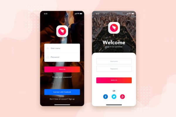 APP应用注册登录界面设计模板素材文件v7 Login/Sign in Mobile Interface Concept