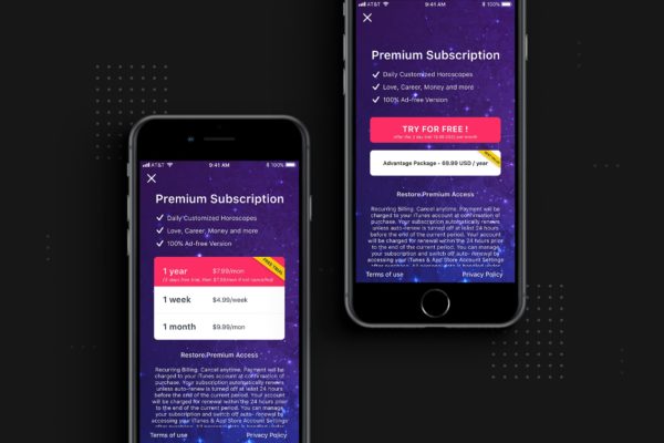 APP套餐订阅界面设计模板素材 Premium Subscription screen app template