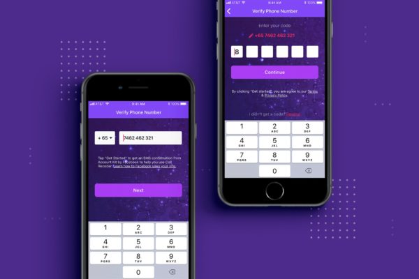 占星术主题APP应用手机注册界面设计模板素材 Astrology mobile ui app – Verify Phone number