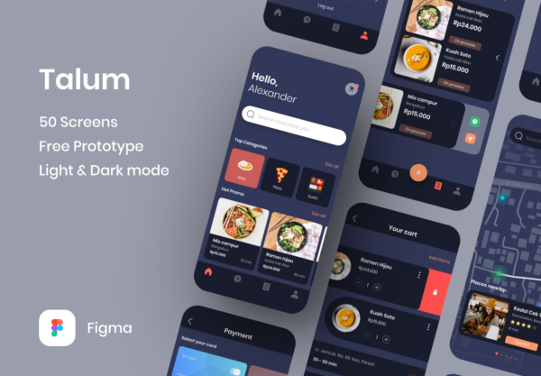 蚂蚁素材下午茶：美食外送APP UI KIT套装文件 [XD]