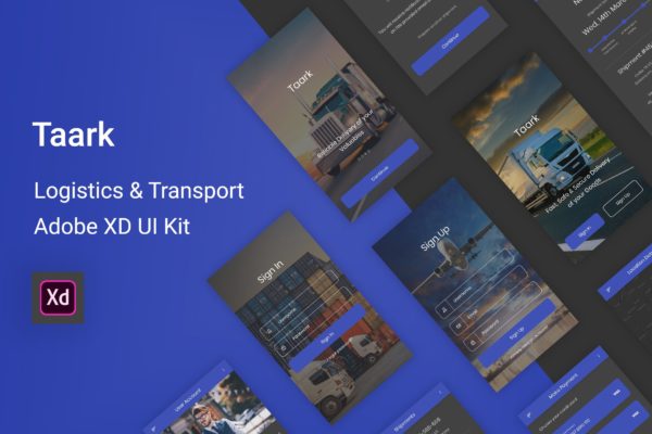 物流运输快递企业APP应用UI设计XD模板 Taark – Logistics & Transport Adobe XD UI Kit