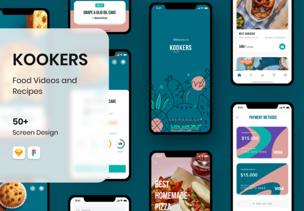 蚂蚁素材下午茶：美食视频类APP UI KIT套装文件[Sketch,fig]