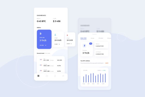 加密货币挖矿APP应用界面设计模板素材 Mining Cryptocurency UI – FV