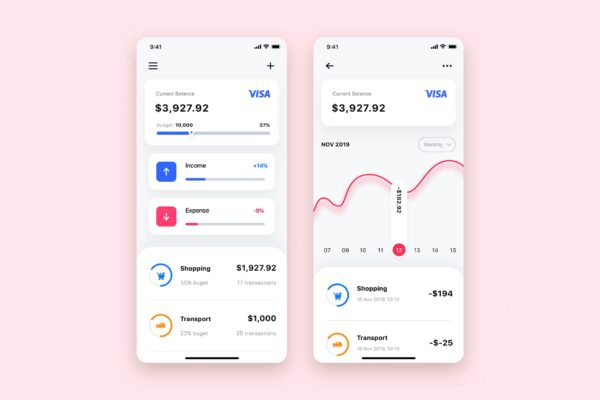 手机银行APP用户界面UI设计模板素材 Mobile Banking UI Template