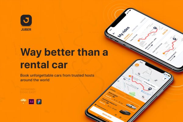 网约车顺风车APP应用UI设计套件SKETCH设计素材 Car rental mobile UI Kit – SKETCH VERSION