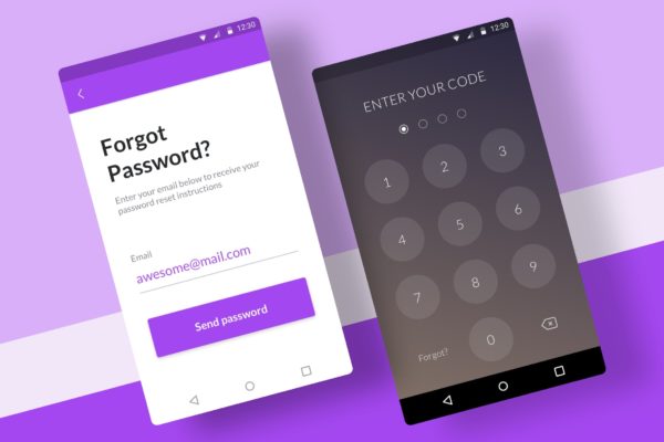 超级简约Android平台应用账号登录界面设计模板素材 Login App – Android