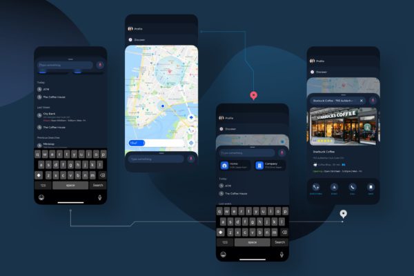 导航地图APP用户界面UI设计模板素材 Navigation Map UI Kit – TH