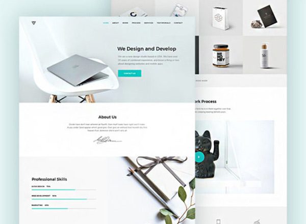 适用多种场景的网站PSD分层设计模板素材 Piroll: A design template for agency/personal portfolio