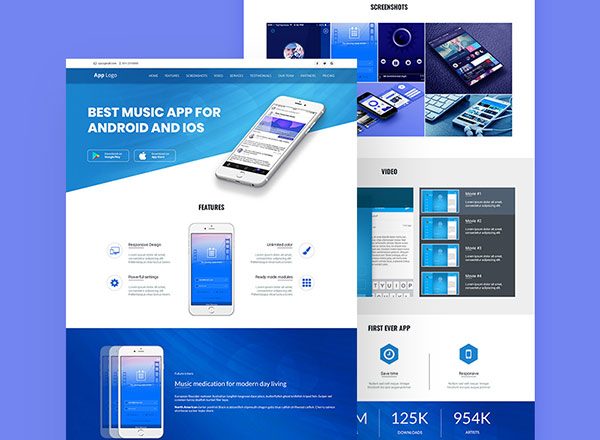 APP着陆页/介绍网页PSD分层设计模板素材 App Landing Page Design Template
