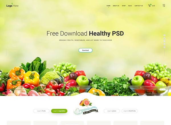 一个优雅的健康食品网站模板 Healthy Food Website Template