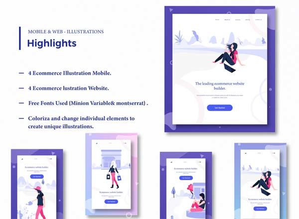 第一素材下午茶：友好漂亮时尚的电商APP和网页常用异常错误提示插画套装文件[Ai]