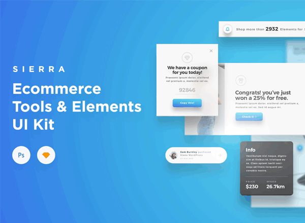 第一素材下午茶：好用的电商网页+APP移动端模板元素套装黑色+白色文件[PSD,sketch]