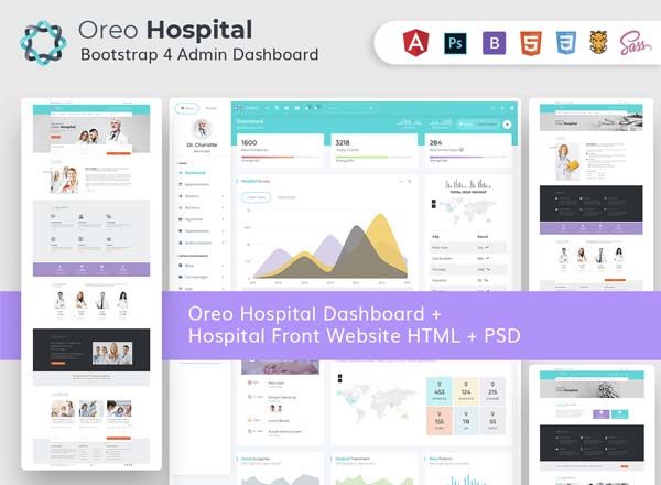 第一素材下午茶：高端的医院官网响应式模板PSD和HTML+后台界面HTML皮肤套装文件