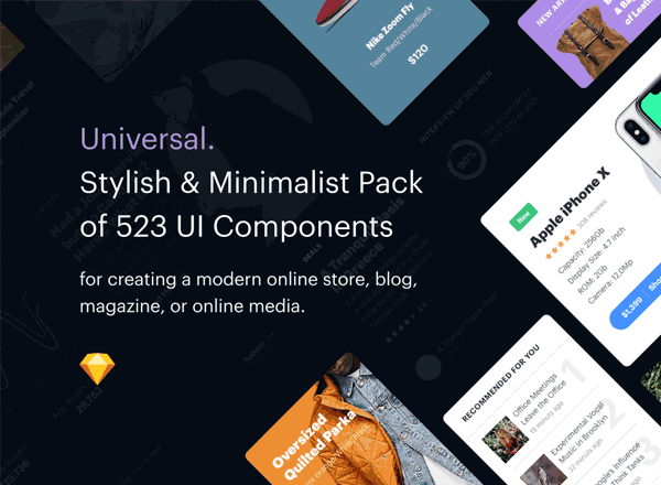 第一素材下午茶：功能超全的巨无霸电商网页UI KITS套装文件[sketch]