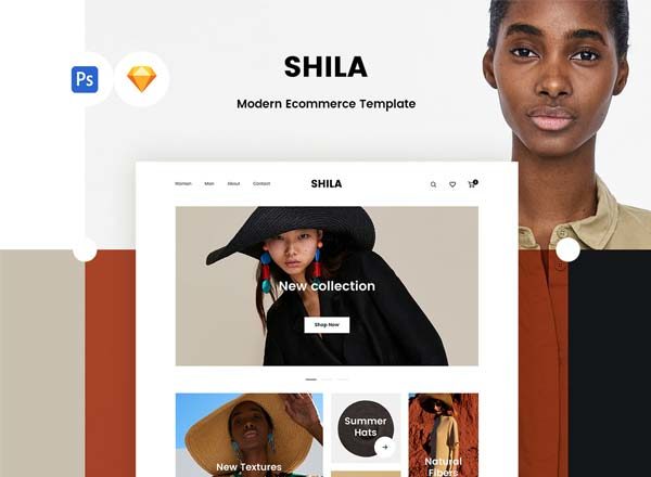 第一素材下午茶：极简时尚的电商响应式网页模板文件[PSD,sketch]