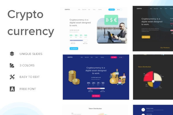 第一素材下午茶：新鲜的区块链虚拟币网页模板文件[XD]