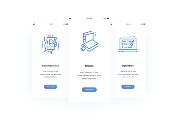 教育主题移动端卡片界面模板 Education Metaphors Cards