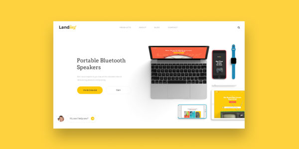免费创意电子产品电商网站UI设计套件模板素材 UI Kit Landing Page