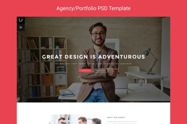代理人经销商网站PSD分层设计模板素材 Lupill – Agency/Portfolio PSD Template