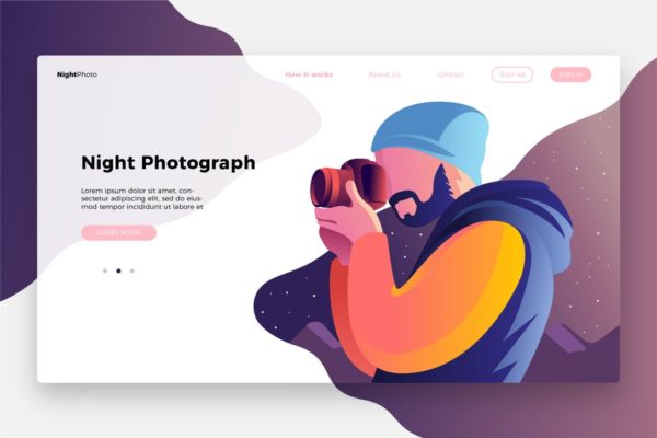摄影师作品网站Banner&落地页模板设计 Photography Night-Banner & Landing Page