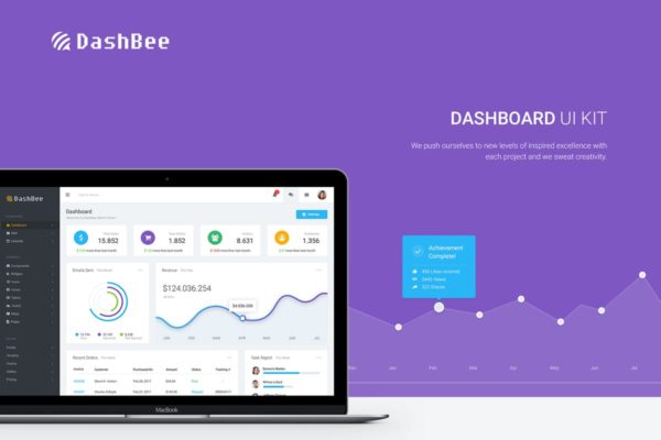 网站后台控制面板设计UI设计套件模板素材 DashBee – Dashboard UI Kit