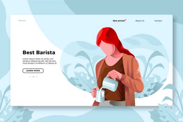 咖啡品牌网站Banner&着陆页PSD分层设计模板素材 Coffee Barista – Banner & Landing Page