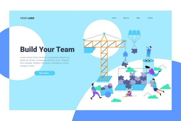 团队组建着陆页面模板设计素材精选设计素材精选 Team Building – Landing Page